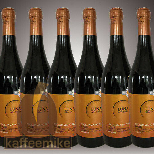 x Luna und IGT 6 Sekt Wein Primitivo Negroamaro Puglia Flaschen, Argenta 0,75l